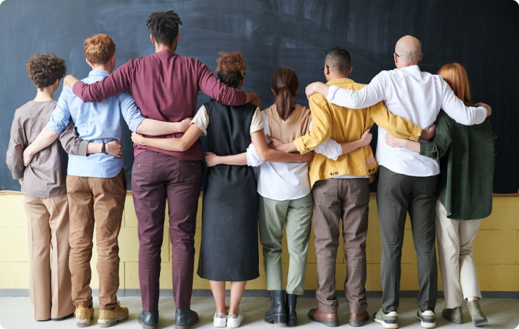 Group of of people holding together