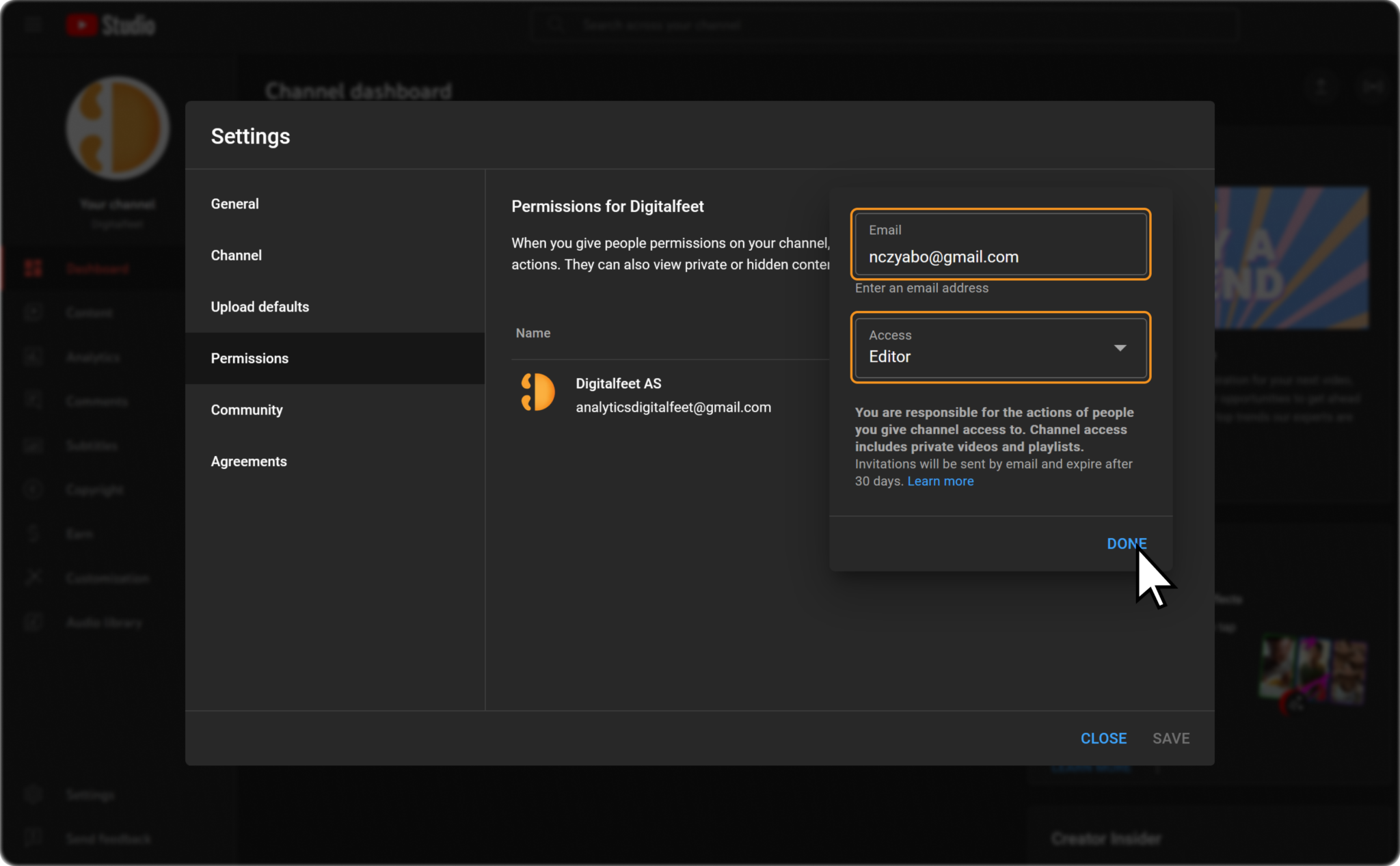 How To Give Someone Access To YouTube channel | Digitalfeet