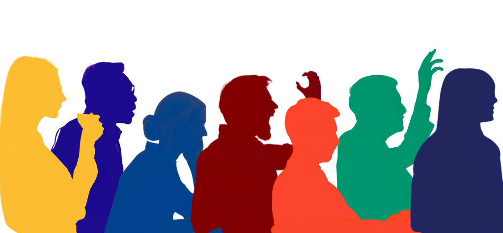 Silhouettes of different people in different colors